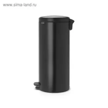 Мусорное ведро Brabantia NewIcon, пластиковое внутреннее ведро, с педалью, цвет чёрный матовый, 30 л