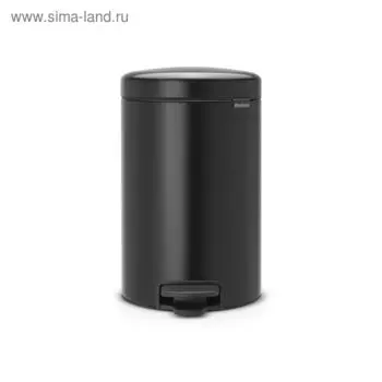 Мусорное ведро Brabantia NewIcon, пластиковое внутреннее ведро, с педалью, цвет чёрный матовый, 12 л