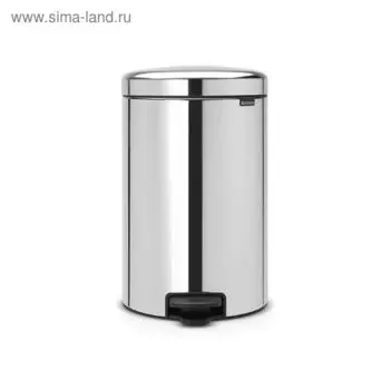 Мусорное ведро Brabantia NewIcon, пластиковое внутреннее ведро, с педалью, цвет стальной полированный, 20 л