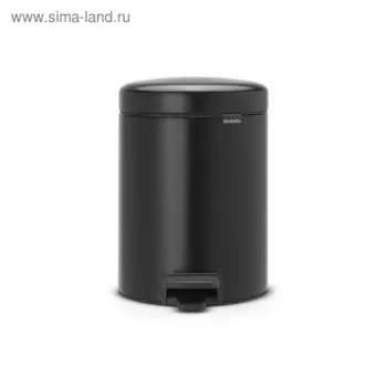 Мусорное ведро Brabantia NewIcon, пластиковое внутреннее ведро, с педалью, цвет чёрный матовый, 5 л