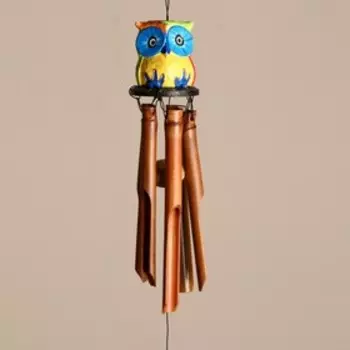 Музыка ветра "Разноцветная совушка" бамбук 7х7х30 см