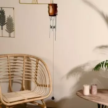 Музыка ветра "Сова в полоску" дерево, металл 5х5х40 см