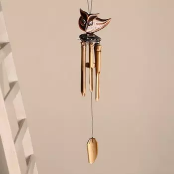 Музыка ветра "Сова взлетает" бамбук 9х9х40 см