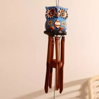 Музыка ветра "Совушка праздник" бамбук 7х7х30 см