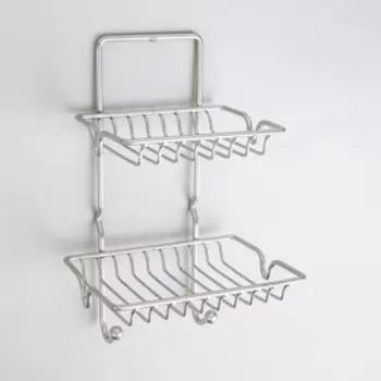 Мыльница Доляна, 2-х ярусная, 2 крючка, 13,5×10×21 см