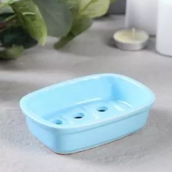 Мыльница керамическая "Дюна", голубая, 10 см