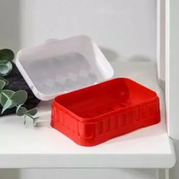 Мыльница пластиковая с крышкой, 11,58,54,5 см, цвет МИКС