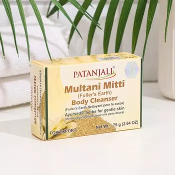 Мыло травяное Patanjali, на основе фуллеровой глины, мултани матти, 75 г