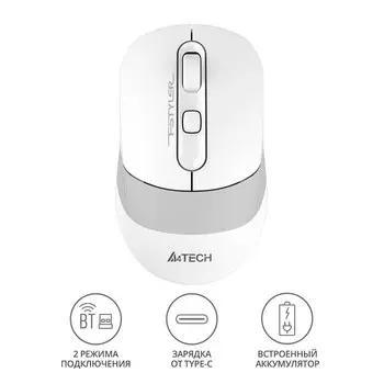 Мышь A4Tech Fstyler FB10C белый/серый оптическая (2400dpi) беспроводная BT/Radio USB (4but) 102939