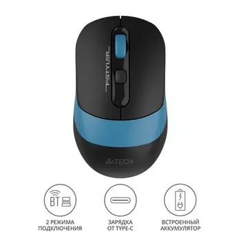 Мышь A4Tech Fstyler FB10C черный/синий оптическая (2400dpi) беспроводная BT/Radio USB (4but 102939