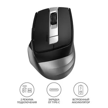 Мышь A4Tech Fstyler FB35C серый/черный оптическая (2400dpi) беспроводная BT/Radio USB (6but 102939