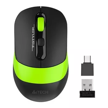 Мышь A4Tech Fstyler FG10CS Air черный/зеленый оптическая (2000dpi) silent беспроводная USB 1033858