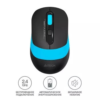 Мышь A4Tech Fstyler FG10S черный/синий оптическая (2000dpi) silent беспроводная USB для ноу 102944