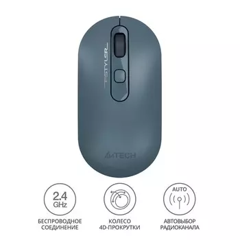 Мышь A4Tech Fstyler FG20 пепельный/синий оптическая (2000dpi) беспроводная USB для ноутбука 102944