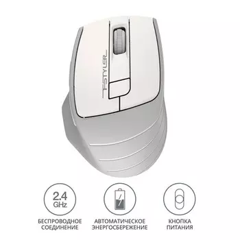 Мышь A4Tech Fstyler FG30 белый/серый оптическая (2000dpi) беспроводная USB (6but)