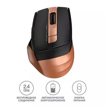 Мышь A4Tech Fstyler FG35 бронзовый/черный оптическая (2000dpi) беспроводная USB (6but)