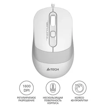 Мышь A4Tech Fstyler FM10 белый/серый оптическая (1600dpi) USB (4but)