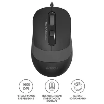 Мышь A4Tech Fstyler FM10 черный/серый оптическая (1600dpi) USB (4but)