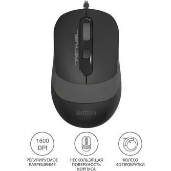 Мышь A4Tech Fstyler FM10S черный/серый оптическая (1600dpi) silent USB (3but)