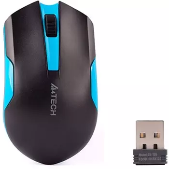 Мышь A4Tech G3-200N черный/синий оптическая (1200dpi) беспроводная USB (3but)
