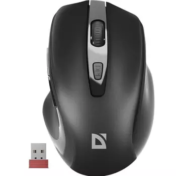 Мышь Defender Prime MB-053, беспроводная, оптическая, 1600 dpi, 1xAA (не в компл), чёрная