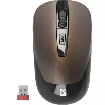Мышь Defender Wave MM-995, беспроводная, оптическая,1600 dpi, 1xАA (не в компл), коричневая