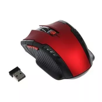 Мышь Luazon MB-2.6, беспроводная, оптическая,1600 dpi, 2xAAA (не в компл.),USB,черно-красная