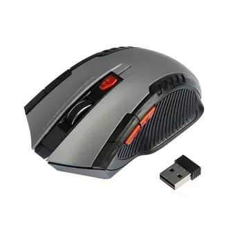 Мышь Luazon MB-2.6, беспроводная, оптическая, 1600 dpi, 2xAAA (не в компл.), USB,черно-серая