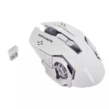 Мышь Luazon MB-2.7, игровая, беспроводная, оптическая, 800-2400 dpi, 500 мАч, подсветка, USB, белая