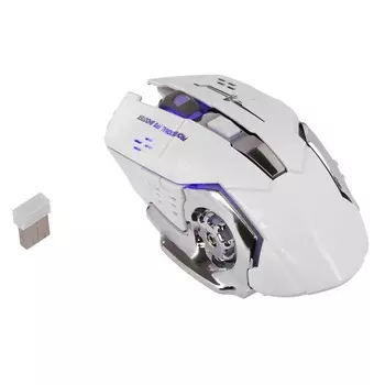 Мышь Luazon MB-2.7, игровая, беспроводная, оптическая, 800-2400 dpi, 500 мАч, подсветка, USB, белая