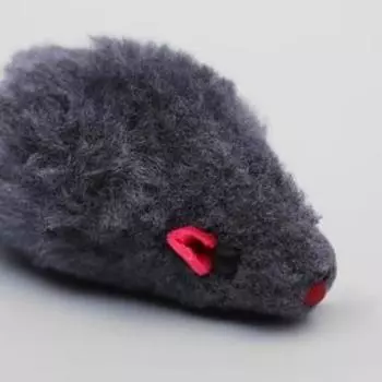 Мышь меховая однотонная 6.5 см, серая