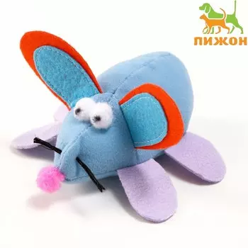Мышь мягкая вибрирующая, 12 см, голубая