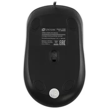 Мышь Оклик 310M черный/синий оптическая (2400dpi) USB для ноутбука (3but)