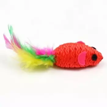 Мышь с пером, 4.5 см, красная