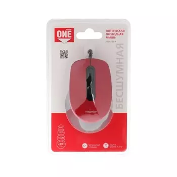 Мышь Smartbuy ONE 265-K, игровая, проводная, оптическая, беззвучная, 2400 dpi, USB,красная