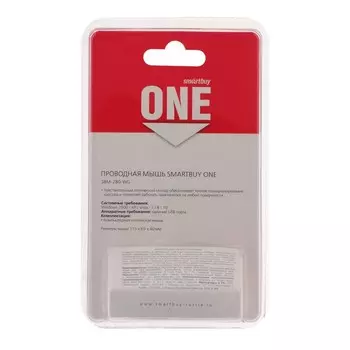 Мышь Smartbuy ONE 280-WG, проводная, оптическая, 2400 dpi, USB, белая