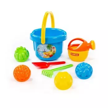 Набор игрушек для песочницы, 8 предметов: ведро, лопатка, грабельки, лейка, формочки, МИКС