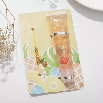 Набор 2 предмета: браслет, блеск для губ "Фрукты с пузырьками" ананас, цвет жёлтый