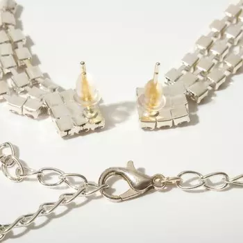 Набор 2 предмета: серьги, колье «Искры» паутинка, цвет белый в серебре, 30 см