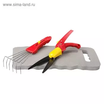 Набор, 3 предмета: ножницы для стрижки травы, подколенник, грабельки, GRINDA