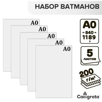 Набор 5л ватман чертежный А0 (840х1189) 200г/м2 ВА0