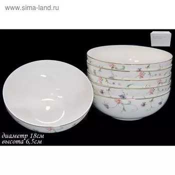 Набор салатников Lenardi «Английский сад», d=18 см, 6 шт