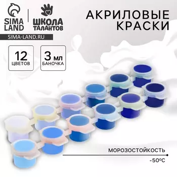 Набор акриловых красок «Холодный бриз», 12 цветов