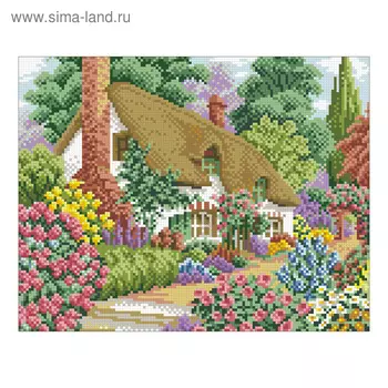 Набор алмазной вышивки «Домик в цветах»