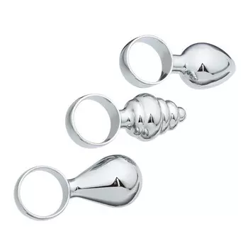 Анальная пробка с кольцом, набор 3 штуки, d=25;23;23 мм