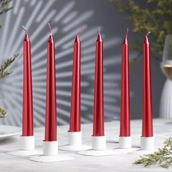 Набор античных свечей, 1,9х20 см, 6 штук, рубиновый металлик
