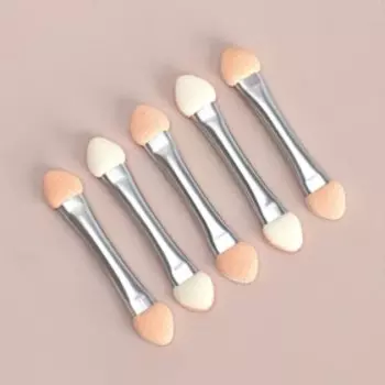 Набор аппликаторов для теней, двусторонние, 5 шт., 4.7 см, серебристый