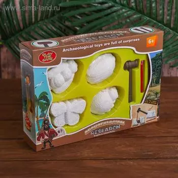 Набор археолога «Насекомые», серия: 4 брикета, молоток, долото