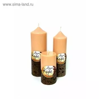 Набор ароматических свечей «АРОМА», кофейное зерно №2, 17 х 6 см, 15 х 5 см, 9.5 х 5.2 см