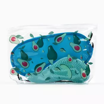 Набор «Авокадо», косметичка, маска для сна и расчёска